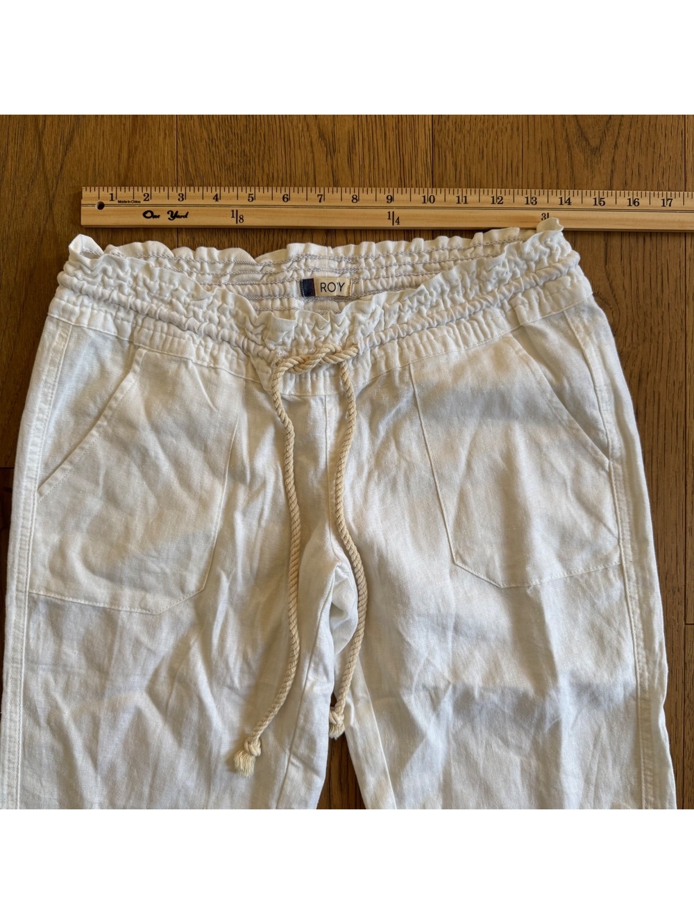 Roxy Linen Blend Drawstring Pants- XS - Picture 3 of 8